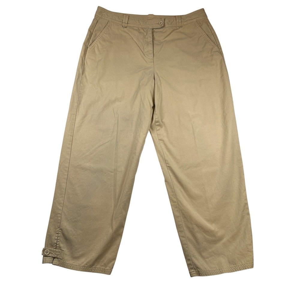 Talbots Beige Cropped Capris with Button Tab Hem